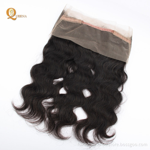 Peruvian Hair 100% Virgin Frontals With Baby Hair Human Lace Closure 360 Lace Frontal With 10a 12a Human Brazilian Hair Bundles